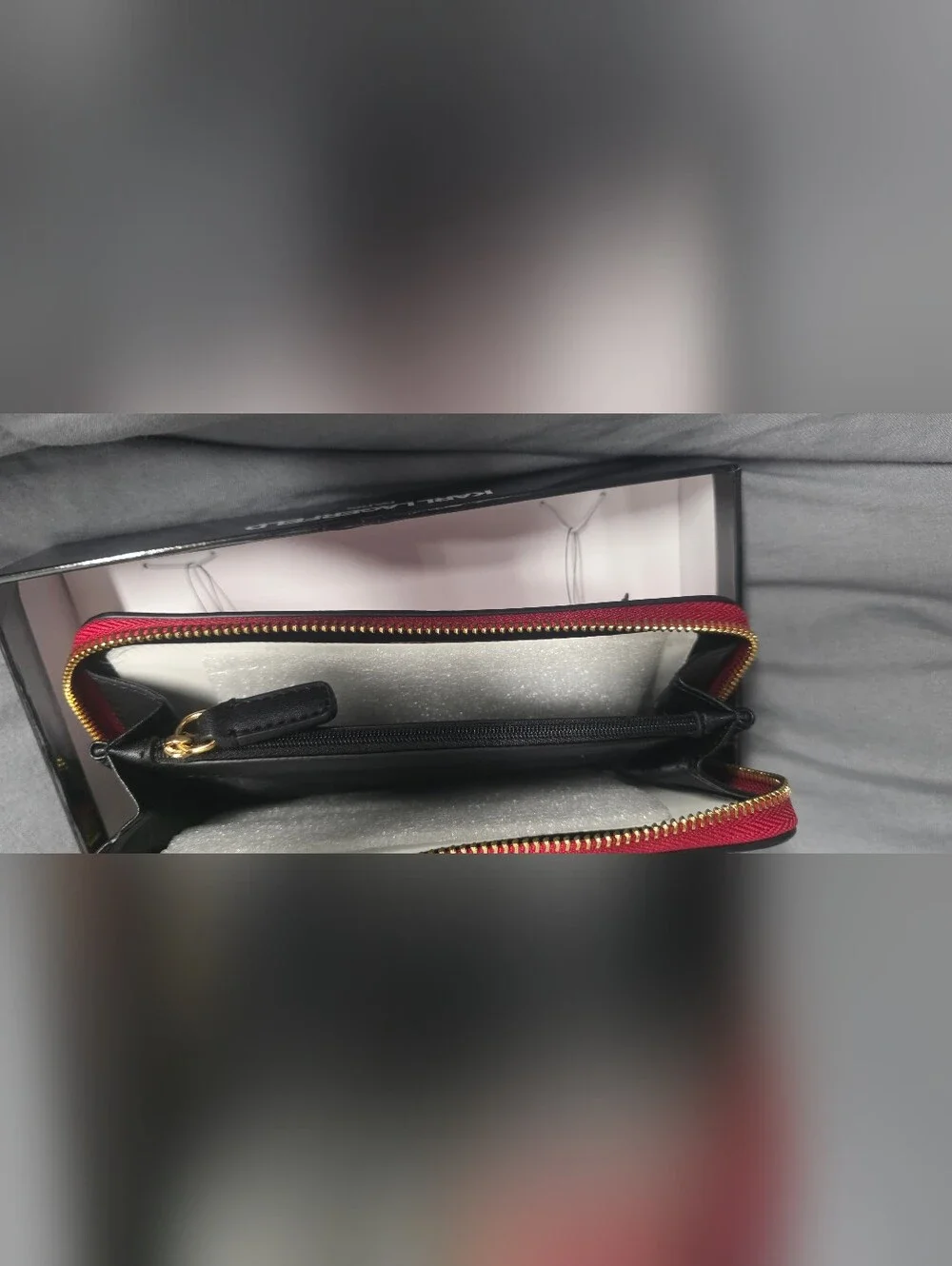 Larl Lagerfeld Paris Zip-around Crossbody Wallet Crimson Red NWT